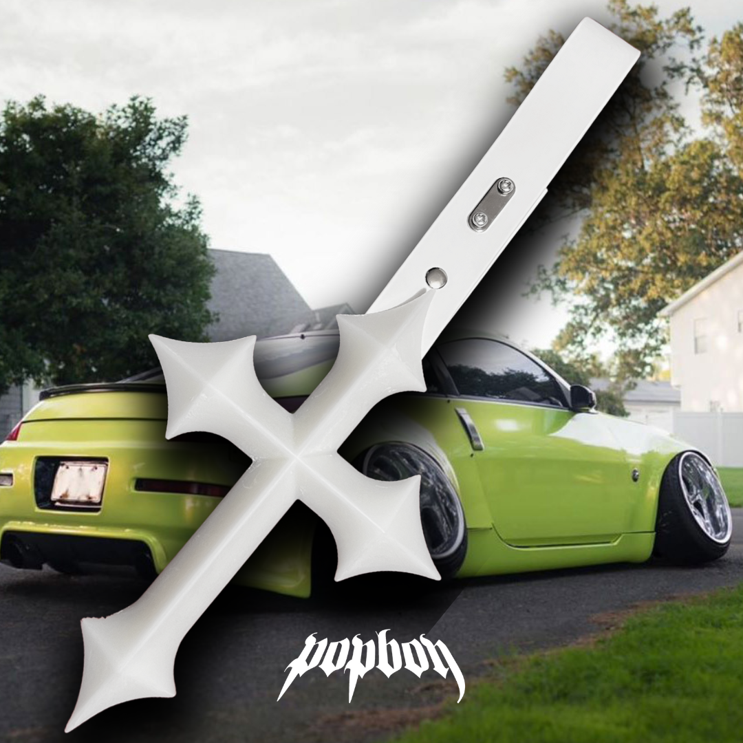 Rollin Low - White Glowing Cross - Set of 3 White Stickers / Decals 