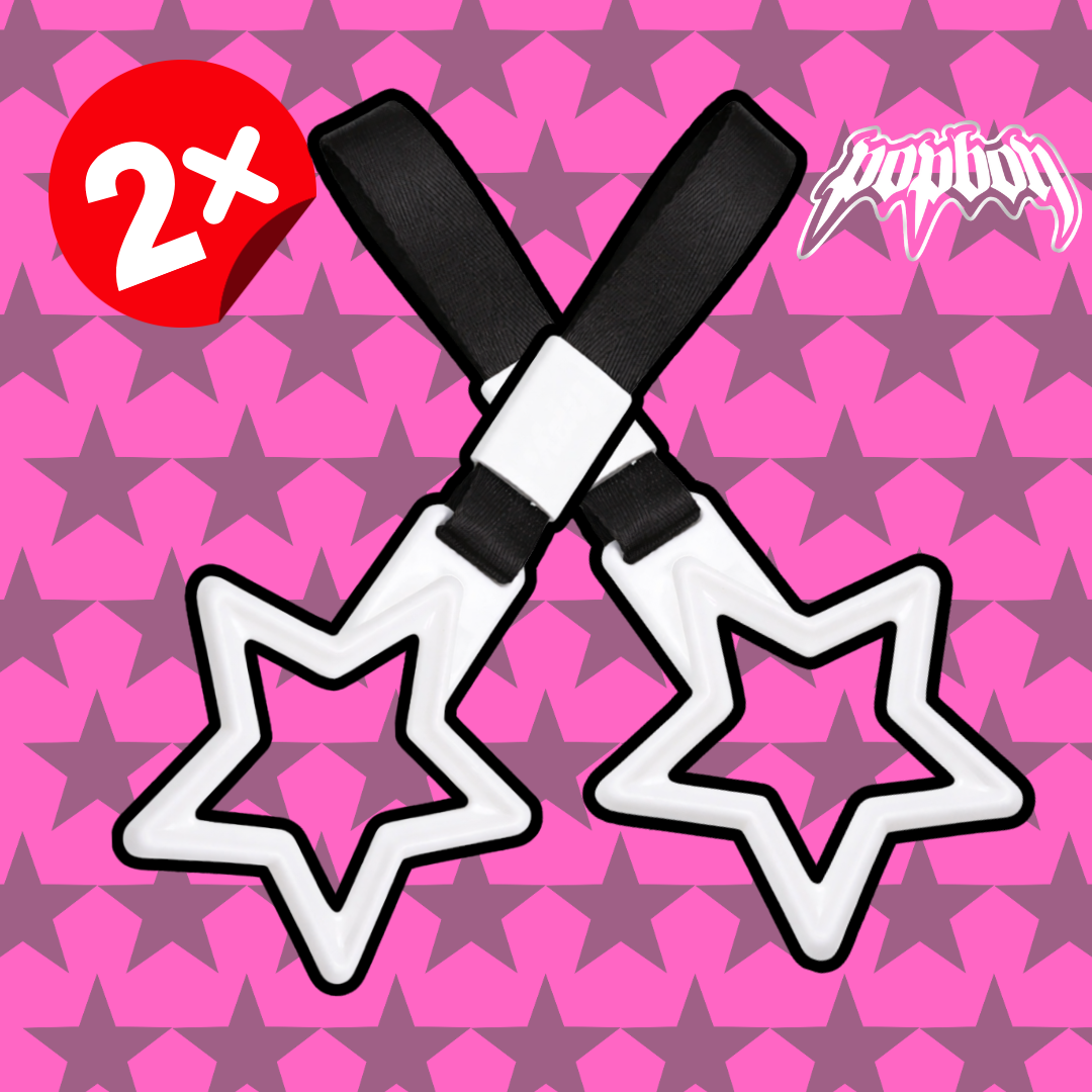 2 PCS White Star Tsurikawa W/ Glows In the Dark