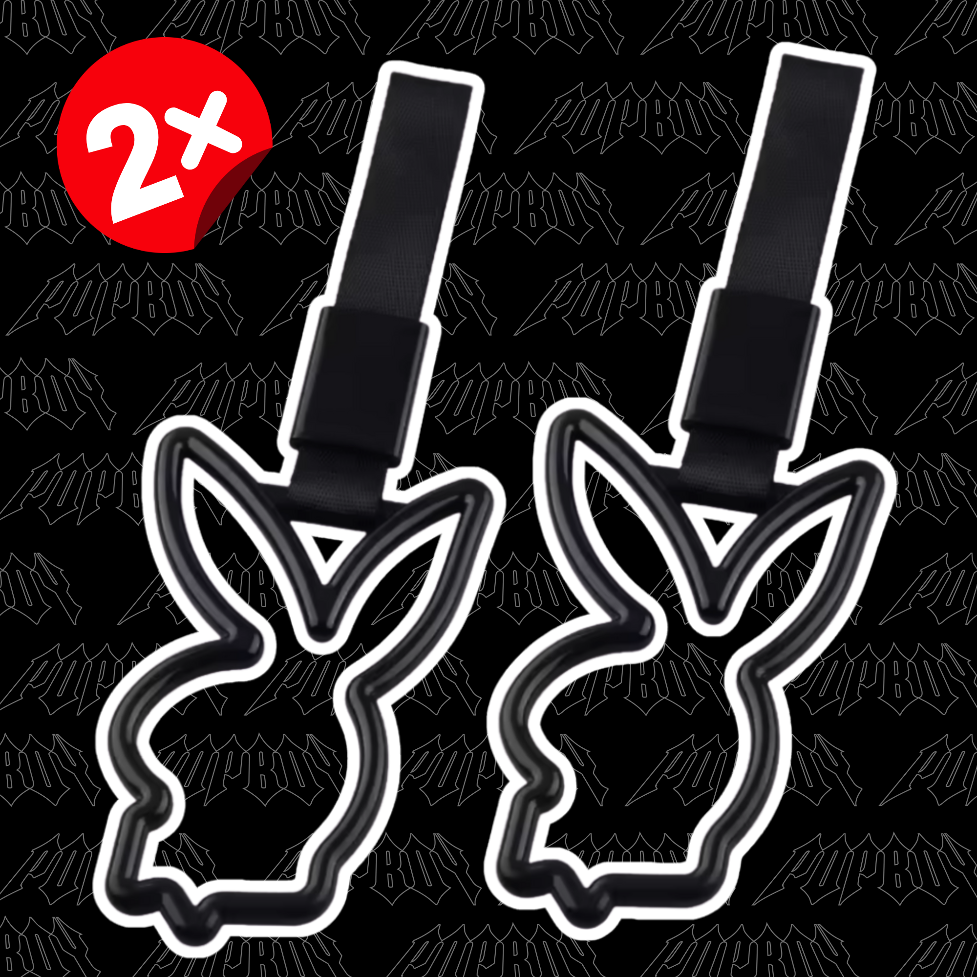2 PCS Black Bunny Rabbit Tsurikawa V1