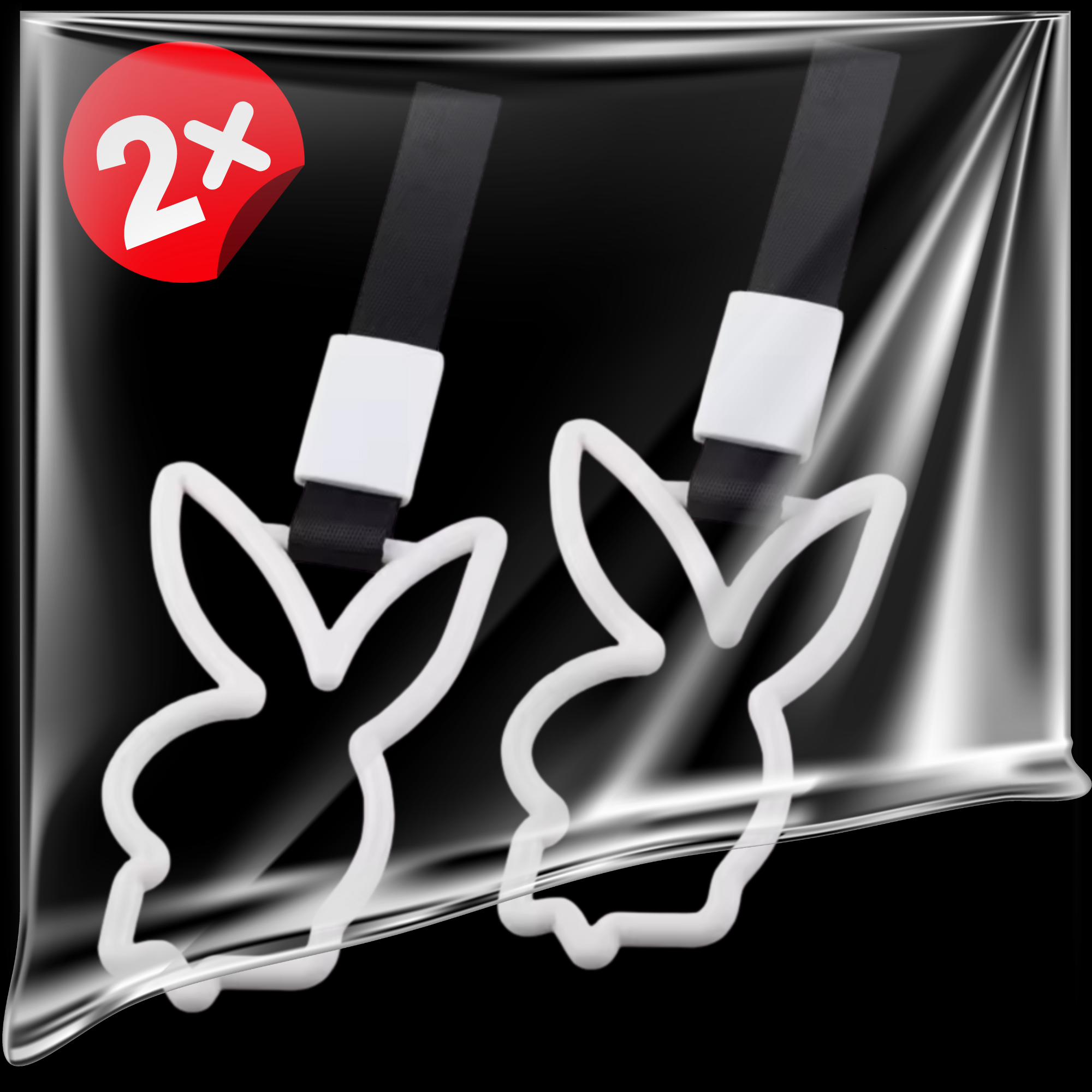 2 PCS White Bunny Rabbit Tsurikawa V1