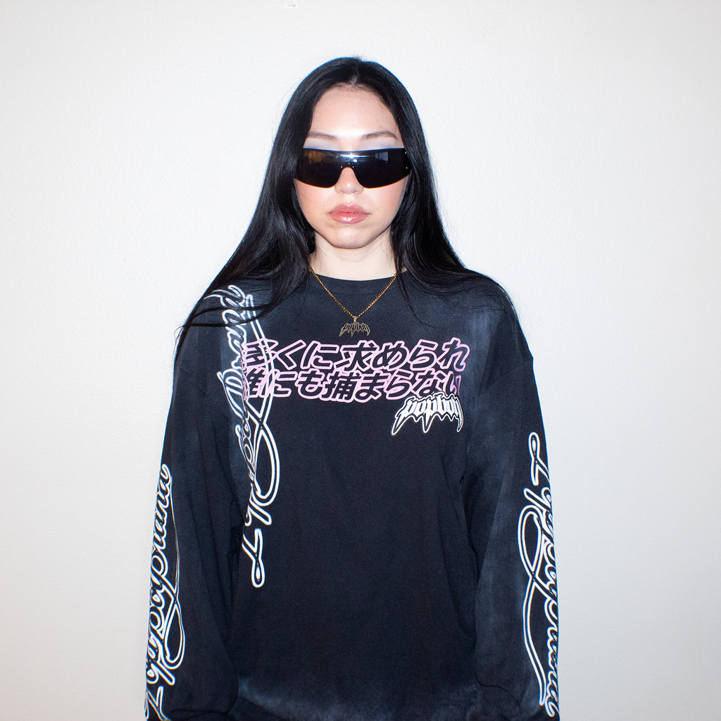 WANTED BY MANY BLACK  LONG SLEEVE